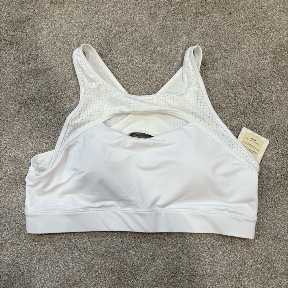 NWT Fabletics White Sports Bra Moisture-Wicking Racerback
